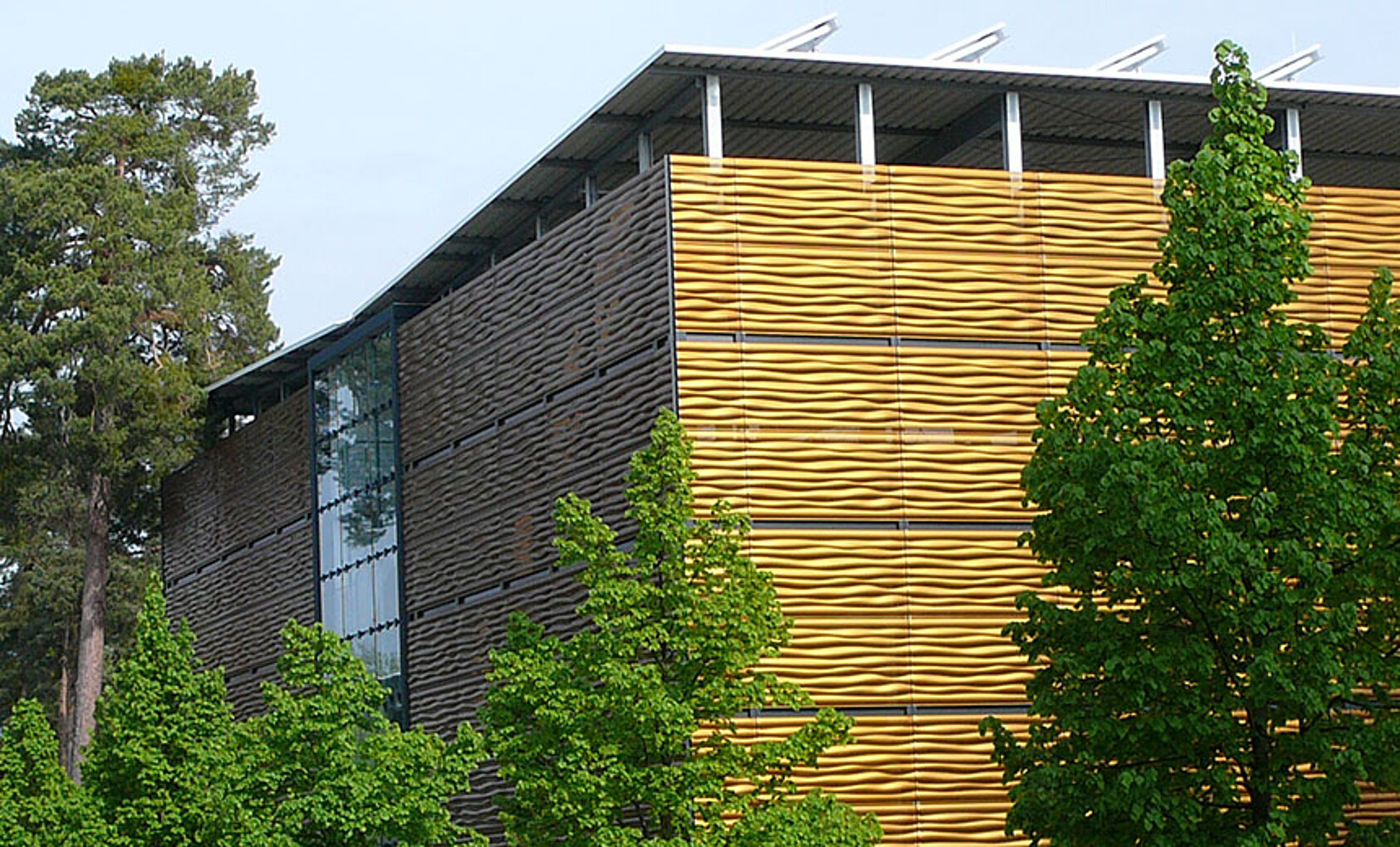 Gold color anodized metal facade
